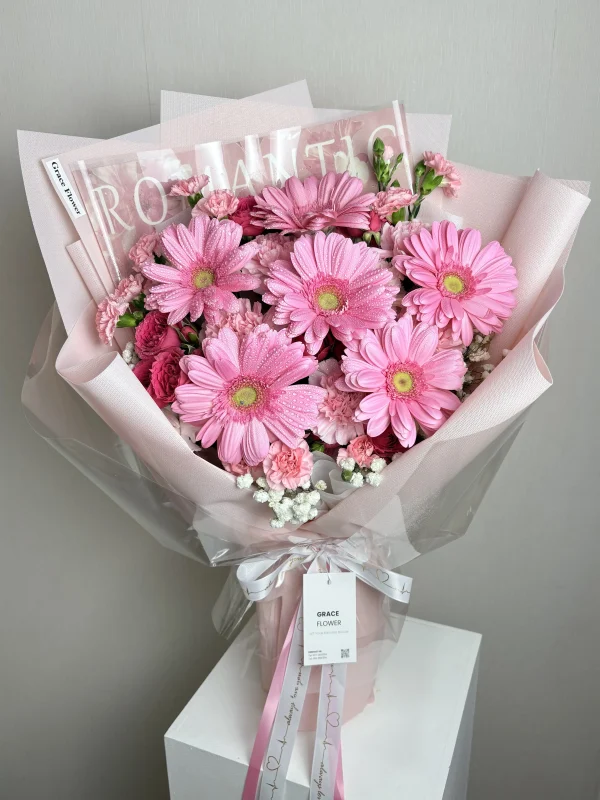 ช่อดอกไม้สด Pink Gerbera
