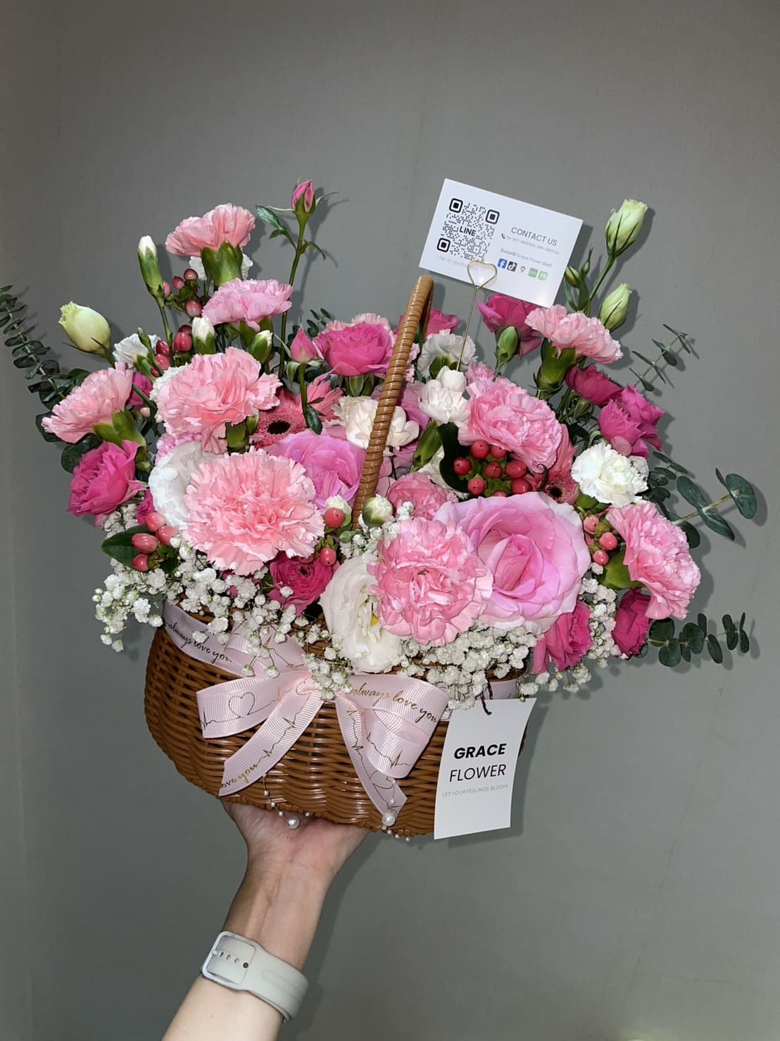 ตะกร้าดอกไม้ Rosy Grace