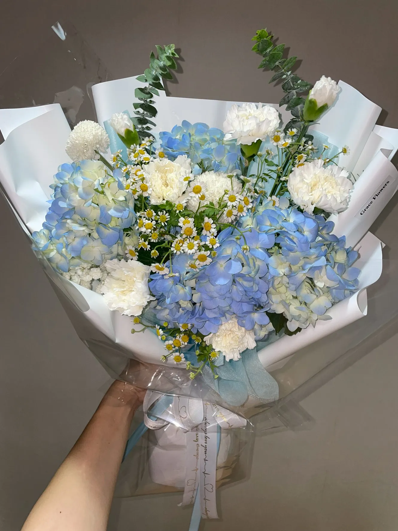 ช่อดอกไม้สด Blue Grace