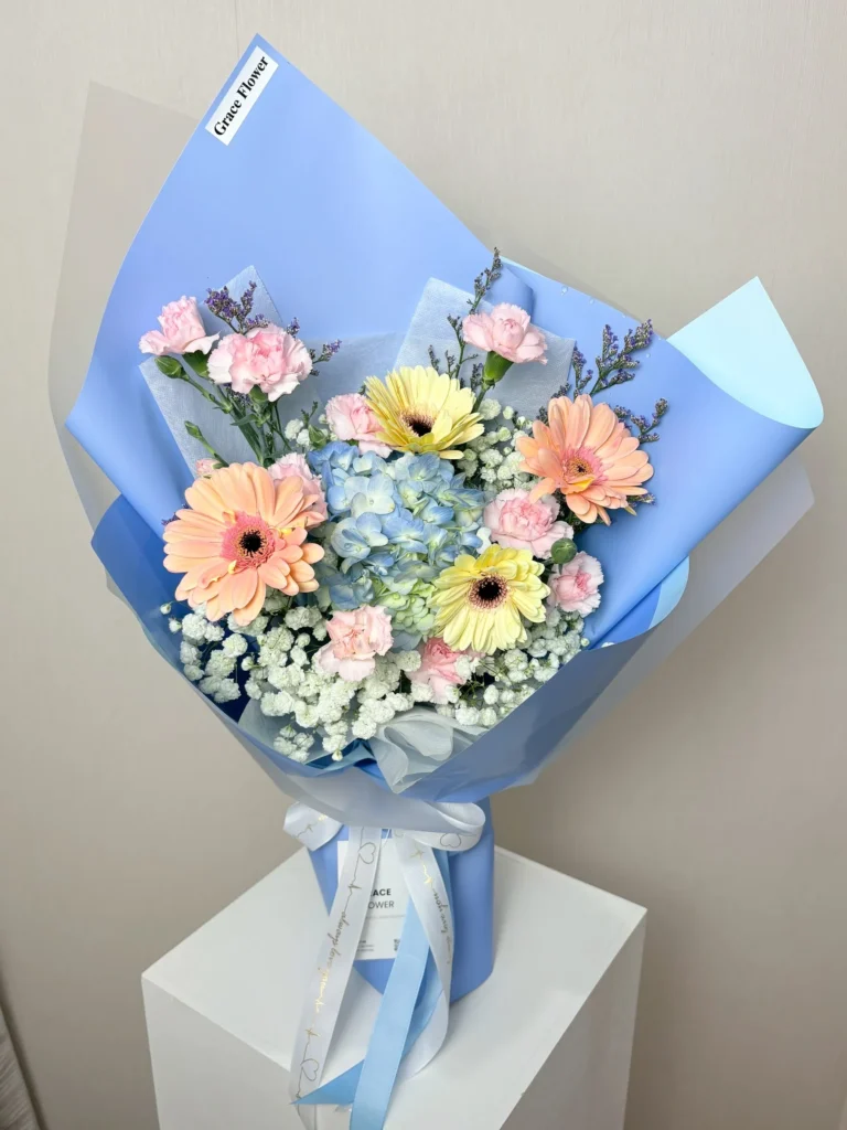 ช่อดอกไม้สด Blue Mist
