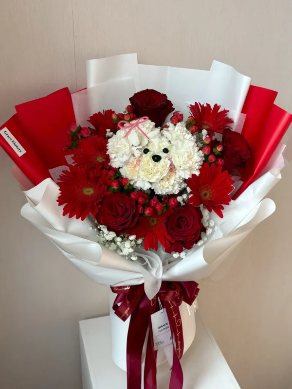 ช่อน้องหมา Fluffy Dog with Flower