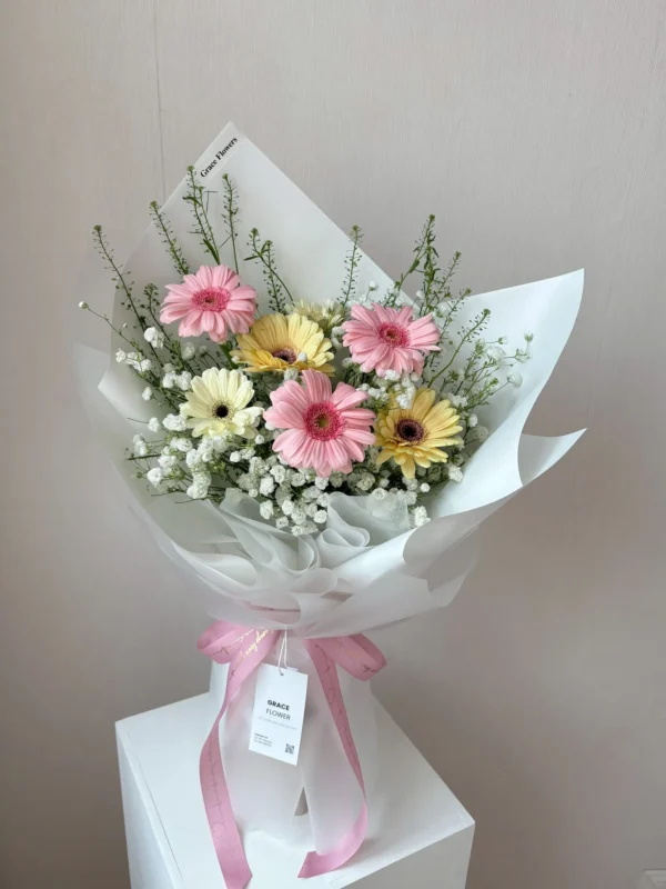 ช่อดอกไม้สด Gerbera Lollipop