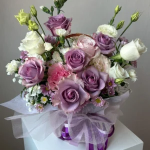 ตะกร้าดอกกุหลาบสีม่วง Iris rosie - Image 2