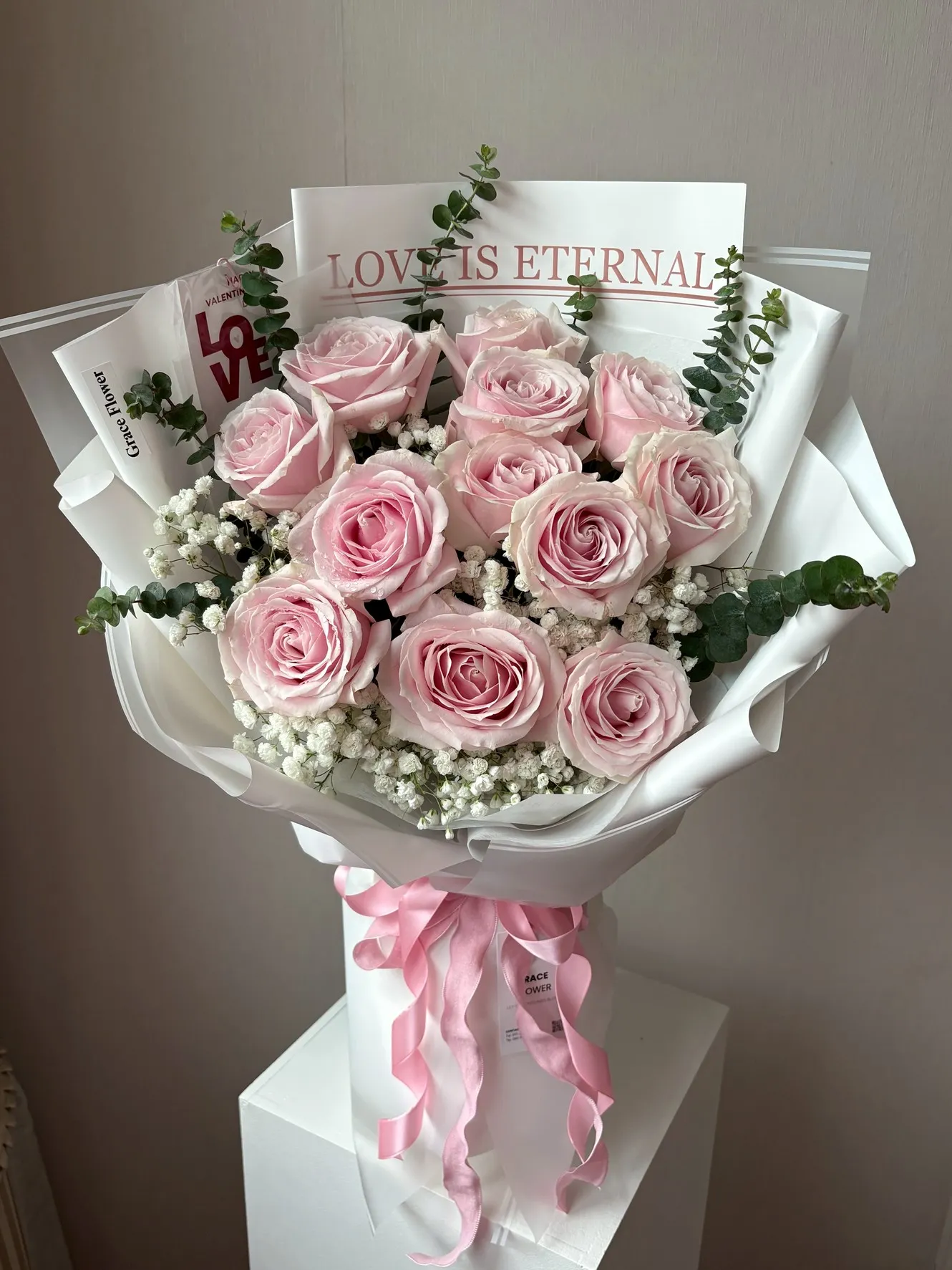 ช่อดอกกุหลาบสด Pink Sweetheart