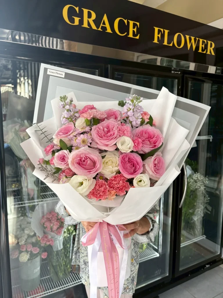 ช่อดอกกุหลาบสด Pink Treasure
