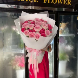 ช่อดอกกุหลาบสด Pink Princess. - Image 3