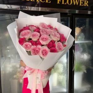 ช่อดอกกุหลาบสด Pink Princess. - Image 4