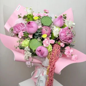 ช่อดอกไม้สด Pink Lotus - Image 3