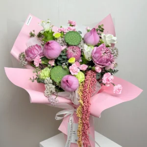 ช่อดอกไม้สด Pink Lotus - Image 1