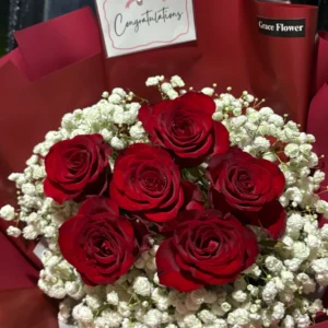 ช่อกลมดอกกุหลาบแดง Red rosy - Image 6