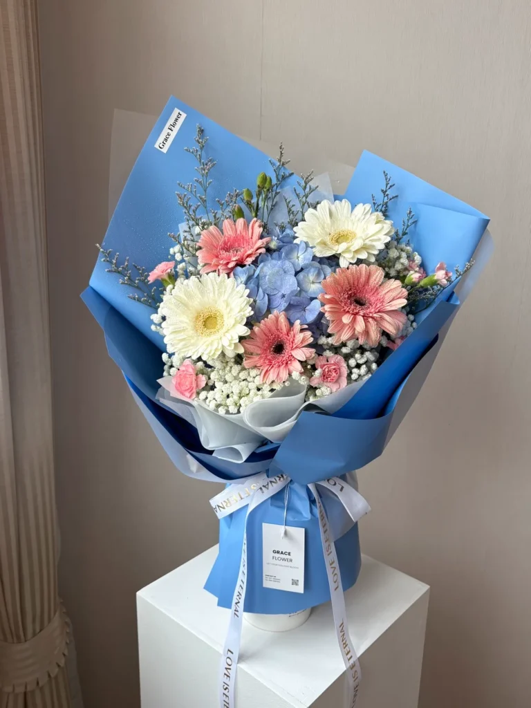 ช่อดอกไม้สด Blue Mist