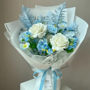 ช่อดอกไม้ประดิษฐ์ Blue Aura Romance - Image 1