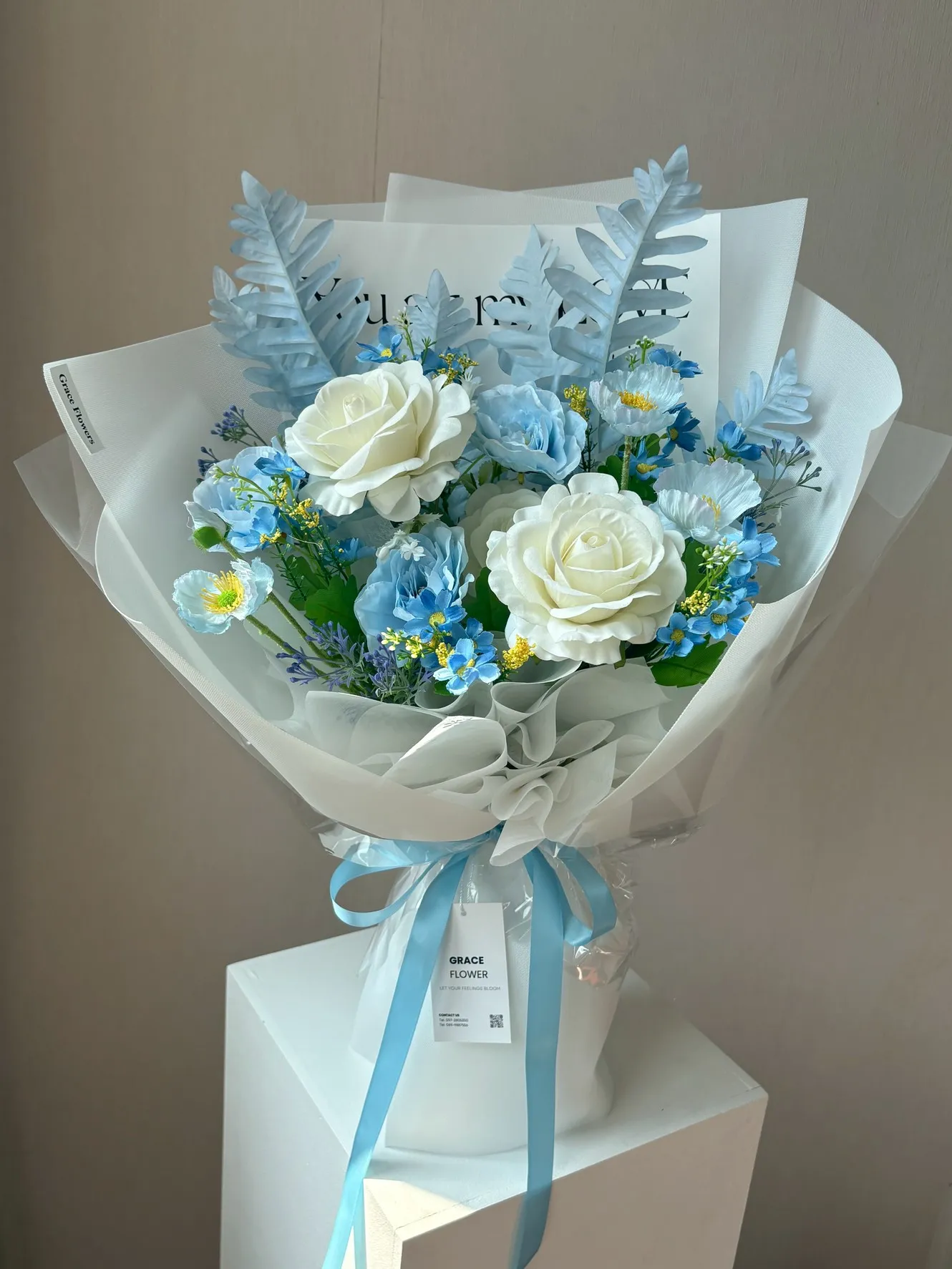 ช่อดอกไม้ประดิษฐ์ Blue Aura Romance - Image 2