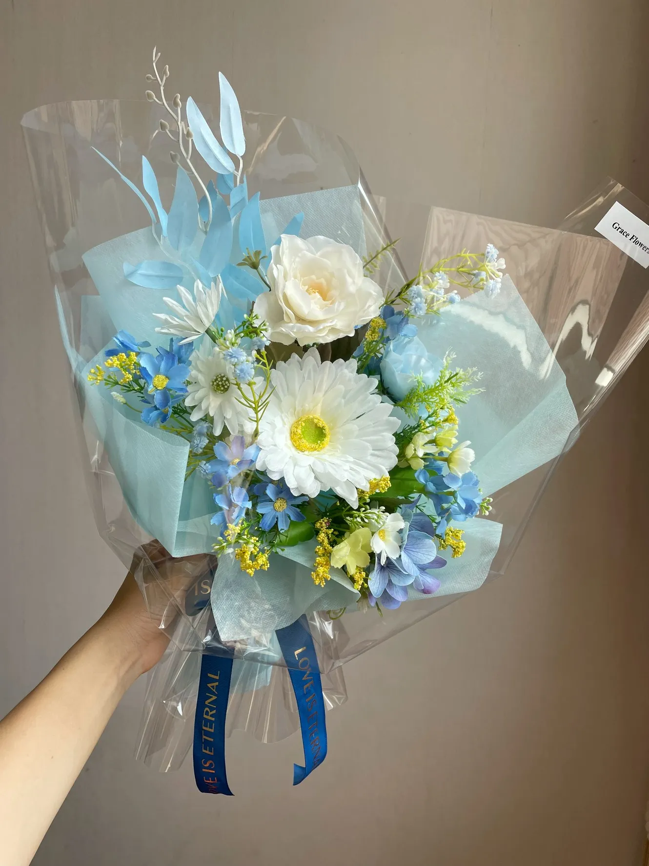 ช่อดอกไม้ประดิษฐ์ Blue Cotton Candy