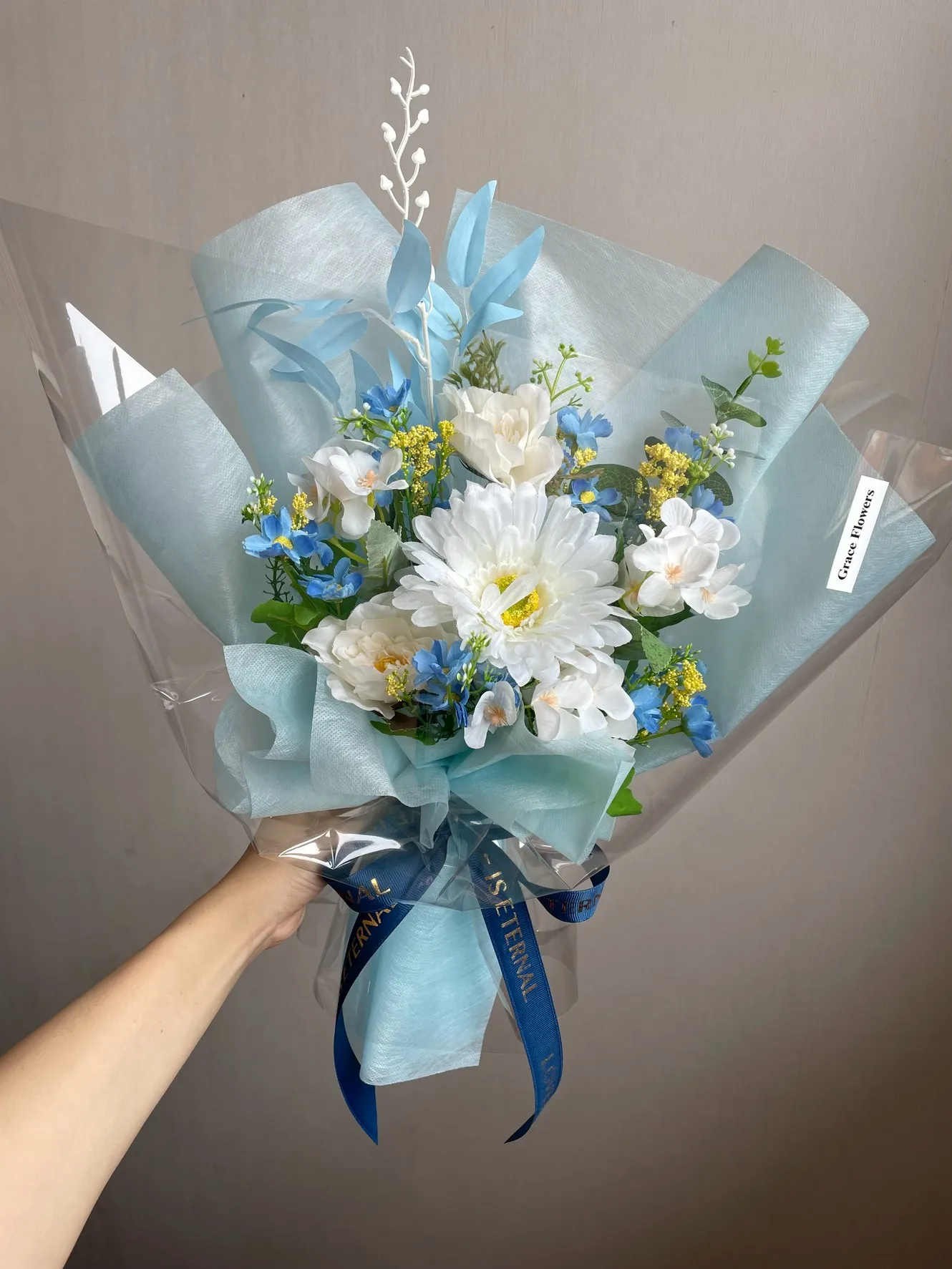ช่อดอกไม้ประดิษฐ์ Blue Cotton Candy - Image 3