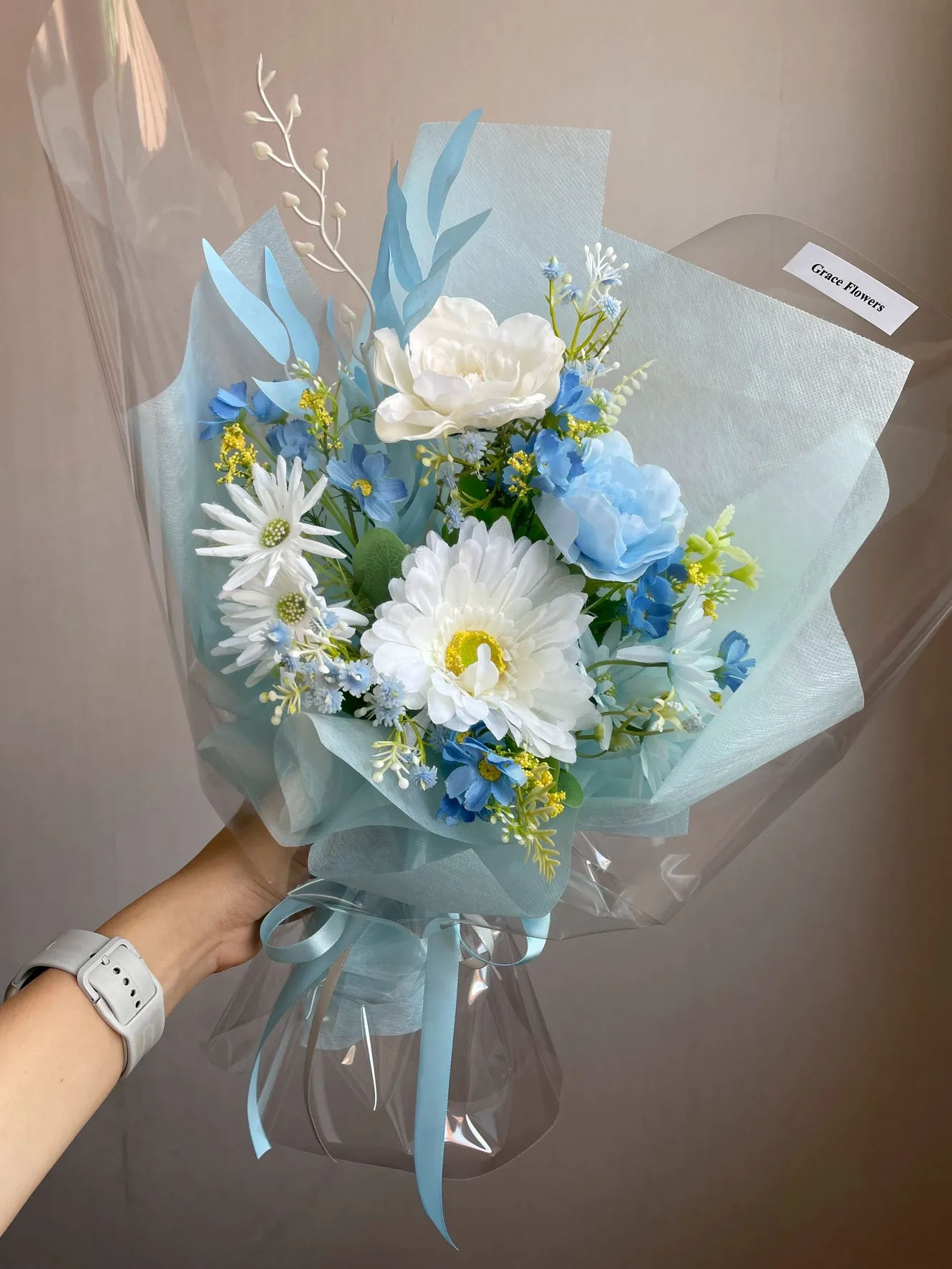 ช่อดอกไม้ประดิษฐ์ Blue Cotton Candy - Image 2