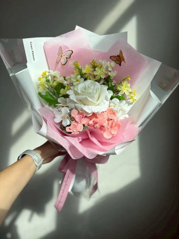 ช่อดอกไม้ประดิษฐ์ Pink Blessing