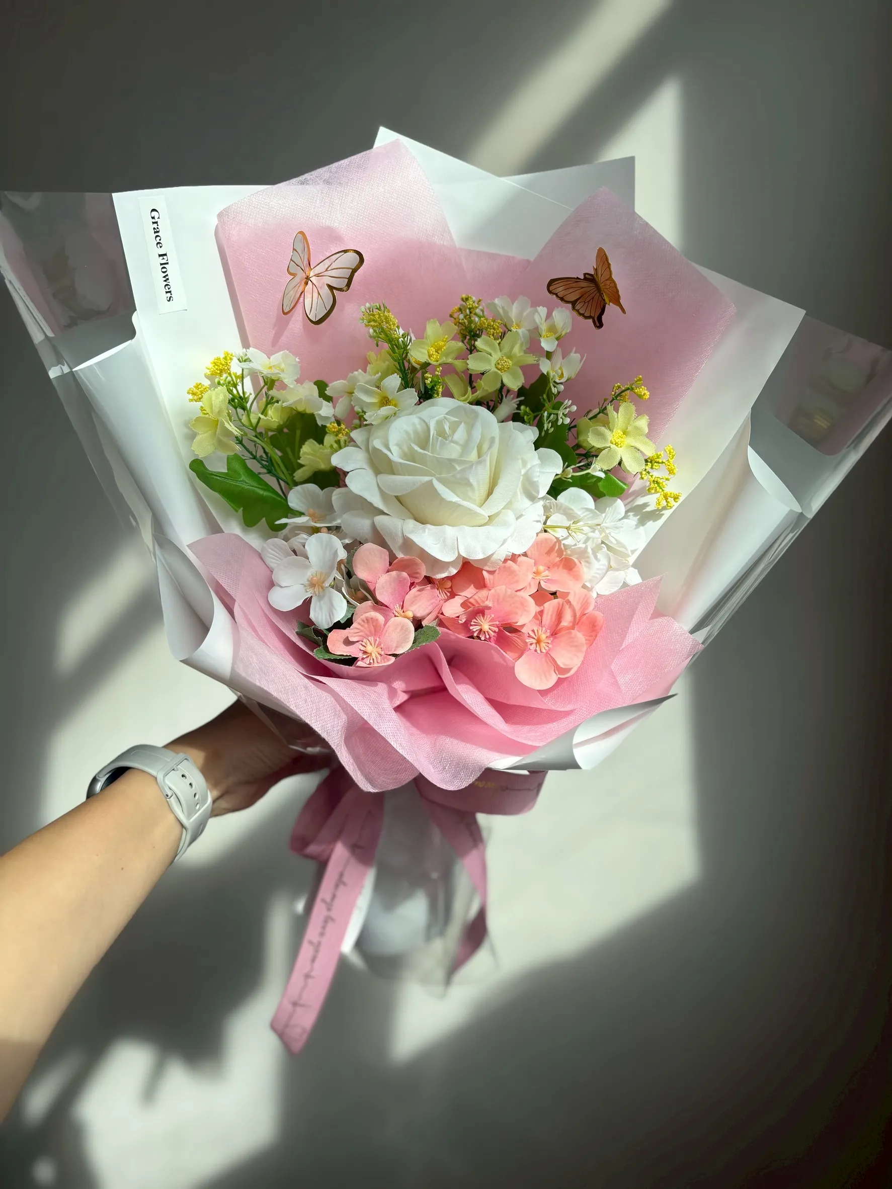 ช่อดอกไม้ประดิษฐ์ Pink Blessing