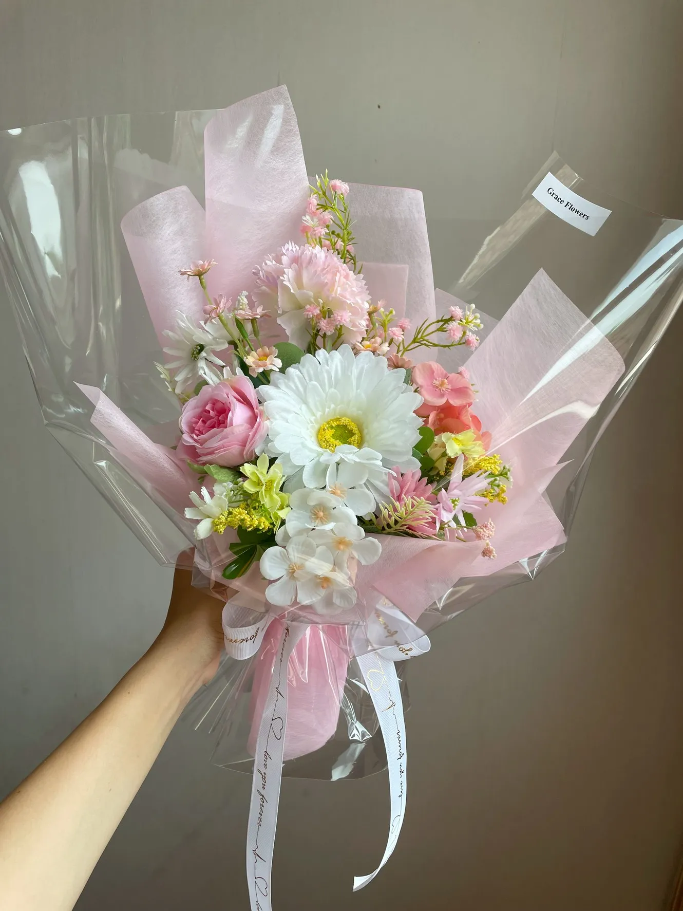 ช่อดอกไม้ประดิษฐ์ Pink Cotton Candy
