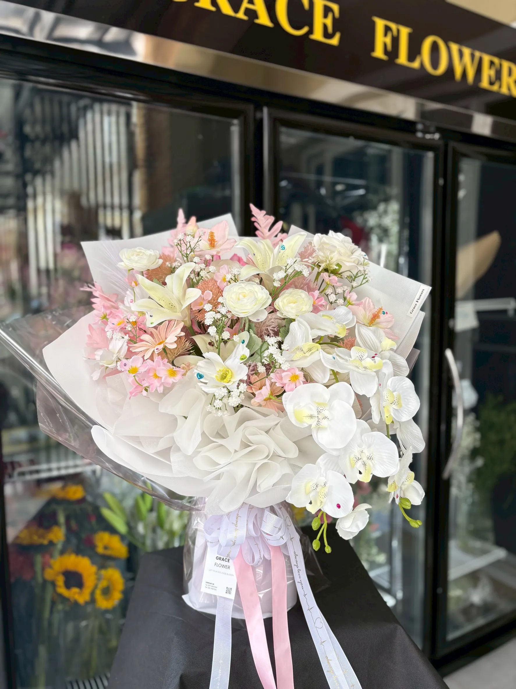 ช่อดอกไม้ประดิษฐ์ Pink Poise - Image 3