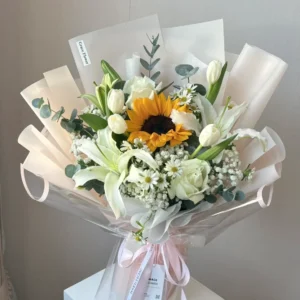 ช่อดอกลิลลี่สด Pink Whisper Lily - Image 1