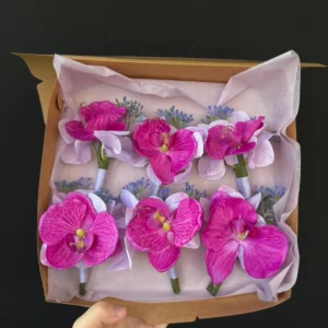 เข็มกลัดดอกกล้วยไม้ฟาแลน Purple Velour - Image 3