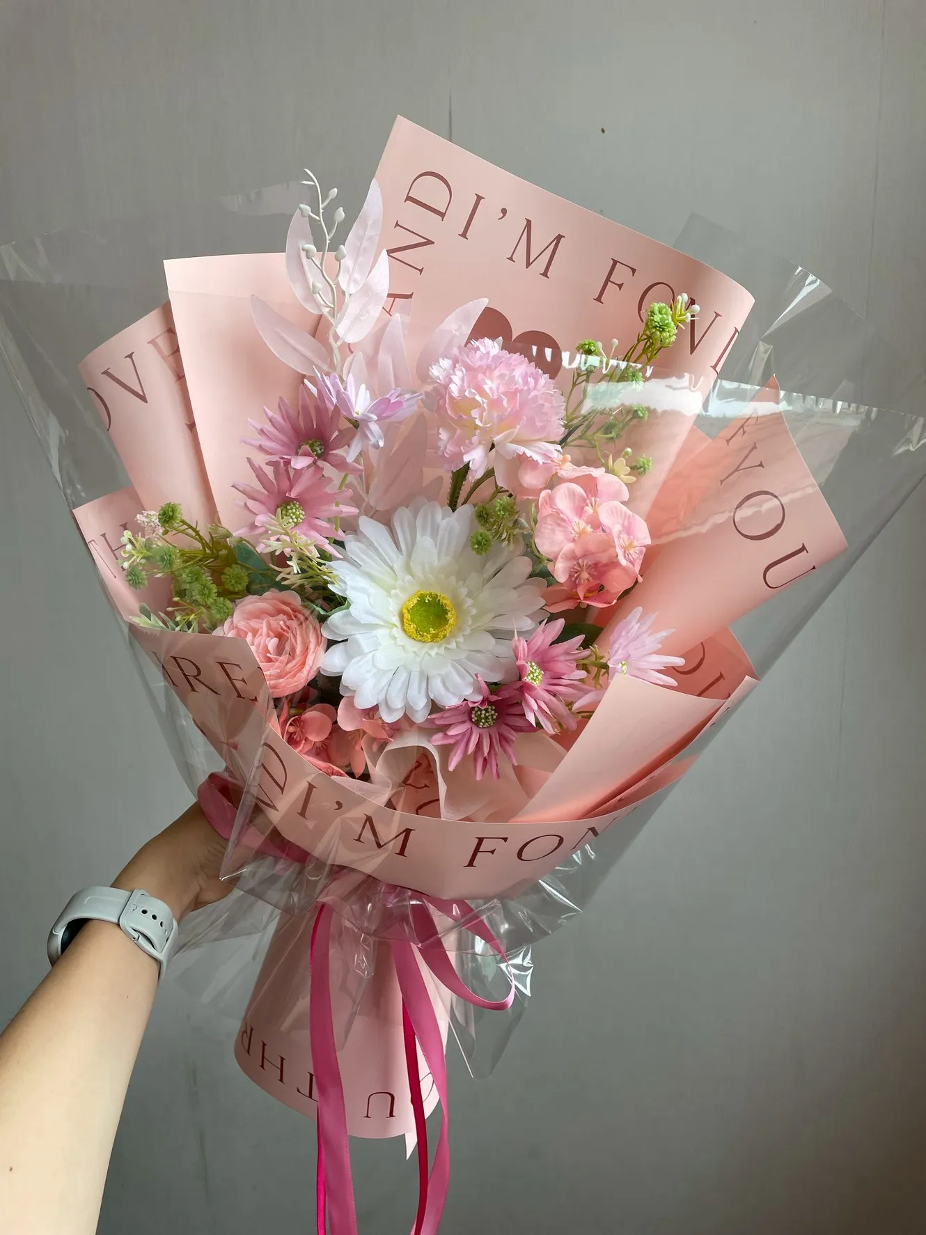 ช่อดอกไม้ประดิษฐ์ Strawberry Cotton Candy