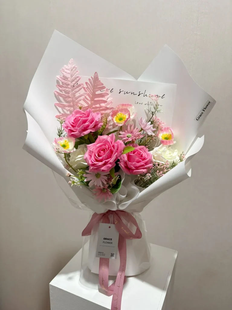 ช่อดอกไม้ประดิษฐ์ Super Pink