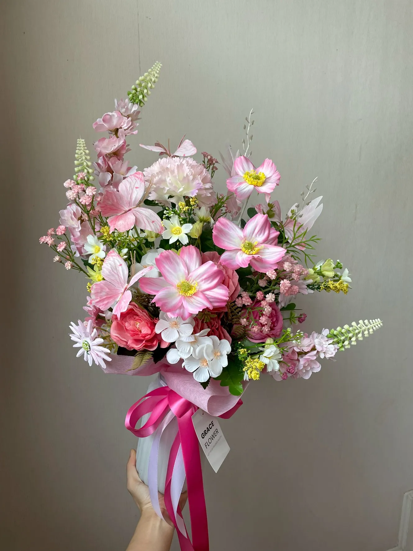 แจกันดอกไม้ประดิษฐ์ Sweet Pink Cloud