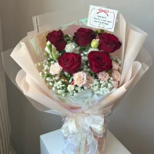 ช่อดอกกุหลาบชมพูโอรส Peach Pink Bouquet - Image 2