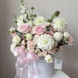 กล่องดอกไม้สด Dahlia Cozy Pink - Image 1