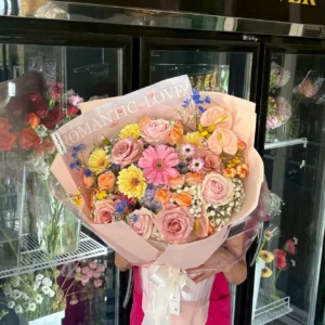 ช่อดอกไม้สด Peachy Marshmallow - Image 1