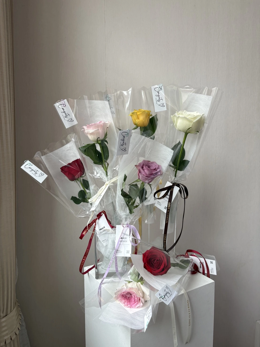 (Purple rose) กุหลาบม่วง 1 ดอก ห่อกรวยใส - Image 2