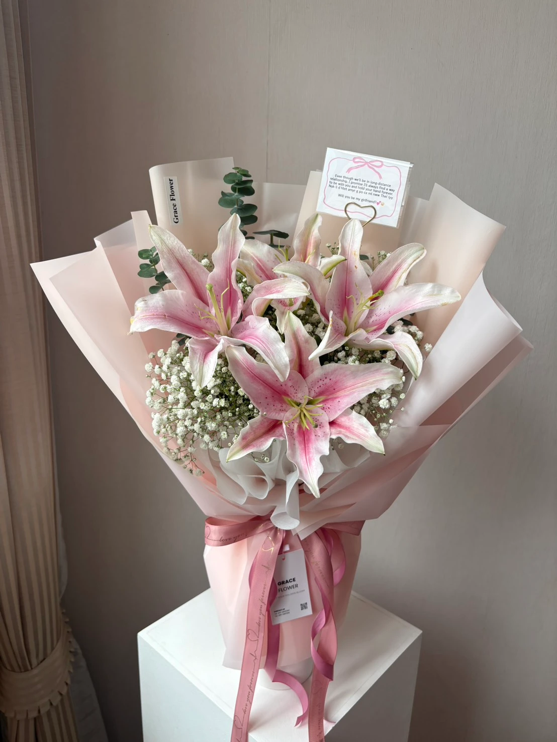 ช่อลิลลี่สดชมพู Cupid’s Touch