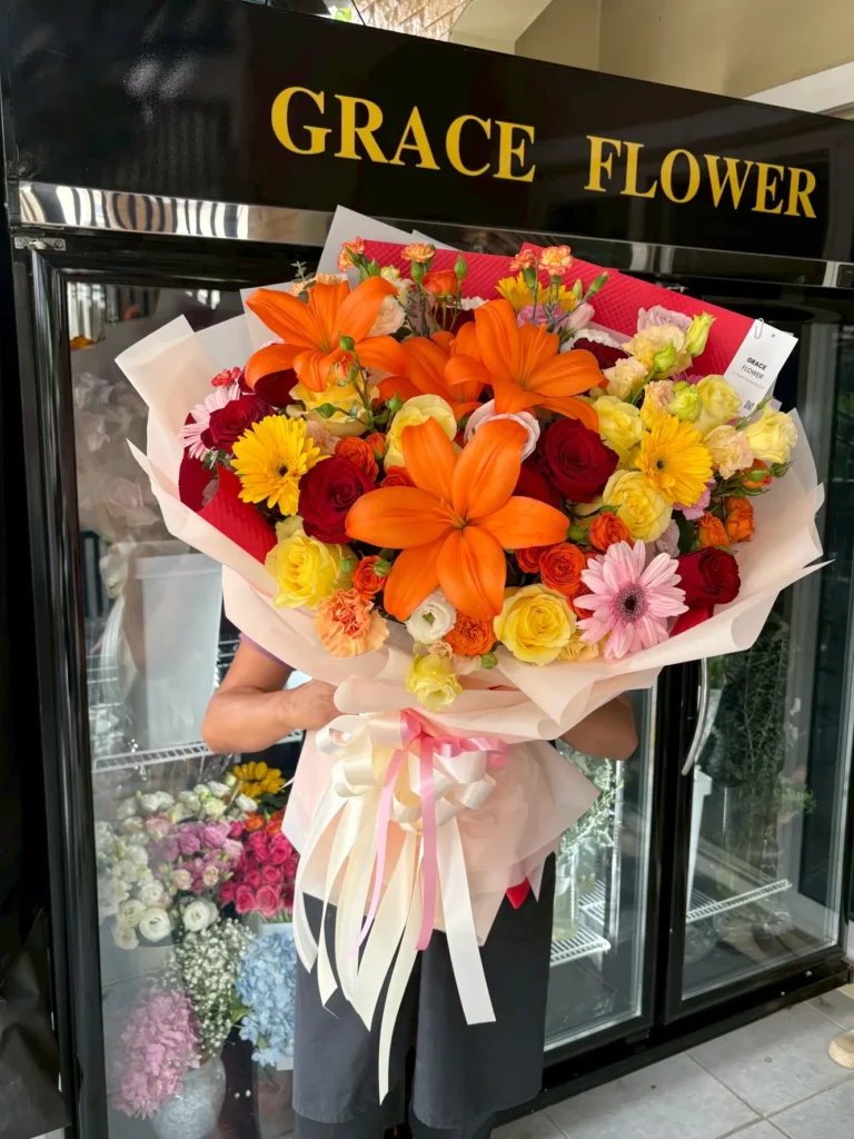 ช่อดอกลิลลี่สด Orange Bloom