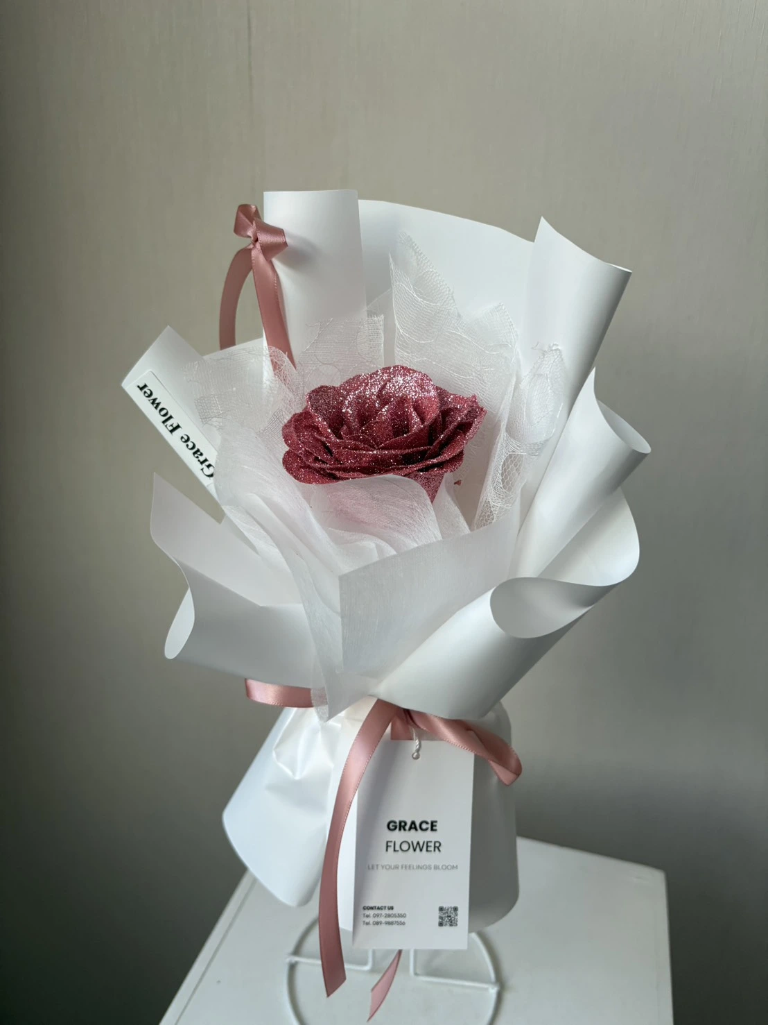 ช่อดอกกุหลาบกลิตเตอร์ 1 ดอก (mini) - Image 4