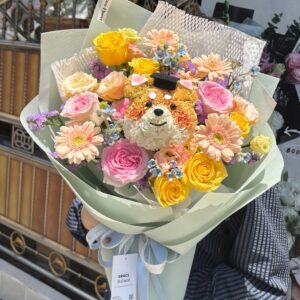 ช่อดอกไม้สดน้องหมาชิบะ Kawaii Shiba Bloom - Image 1
